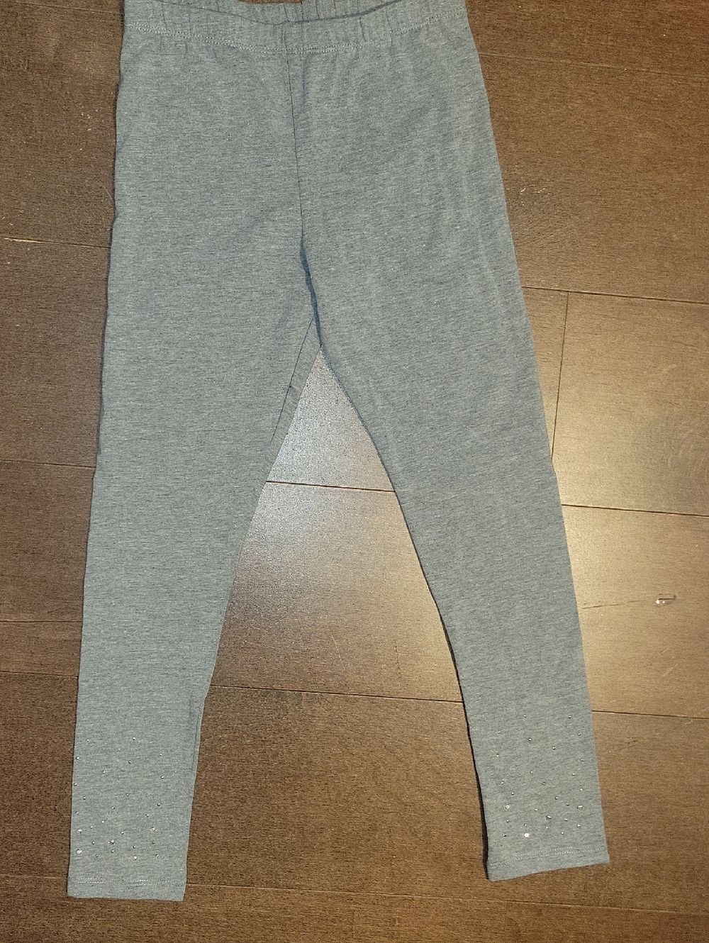 Place Gray Girls Leggings with Rhinestone Hem